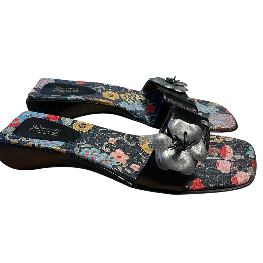 True Meaning Flip Flops Women Size 10 Floral New Black Gray Retro Chic Vibes